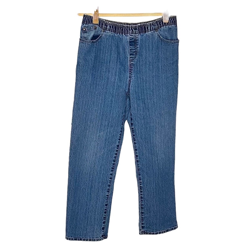 High-Rise Elastic Waist Blue Women's Jeans